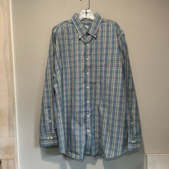 Peter Millar Mens Button Down Shirt XL 100% Cotton Plaid Checkered Preppy Office - Picture 1 of 8